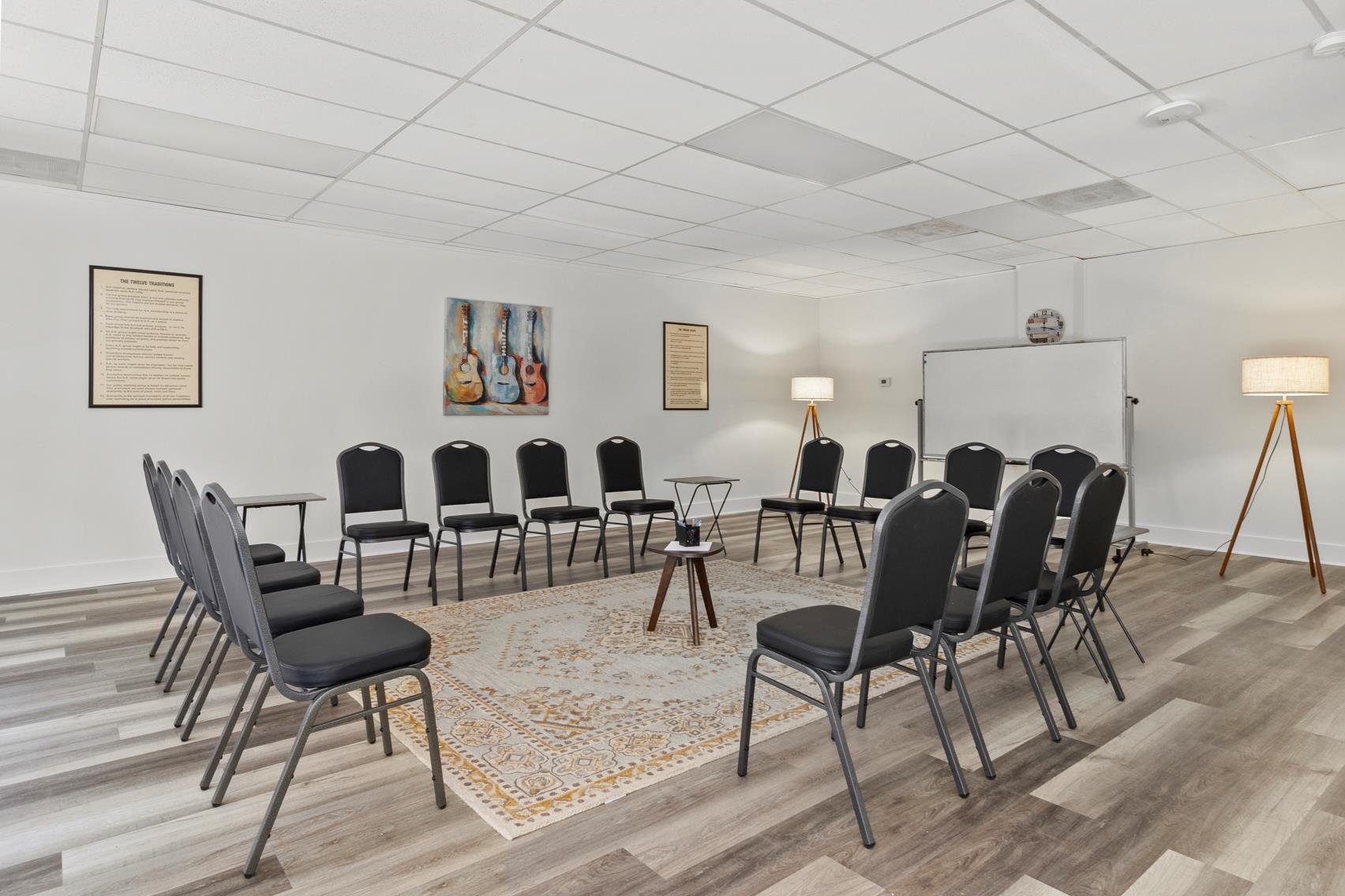 Group room at our rehab facility in Covington, LA addiction treatment center - Longbranch Wellness.
