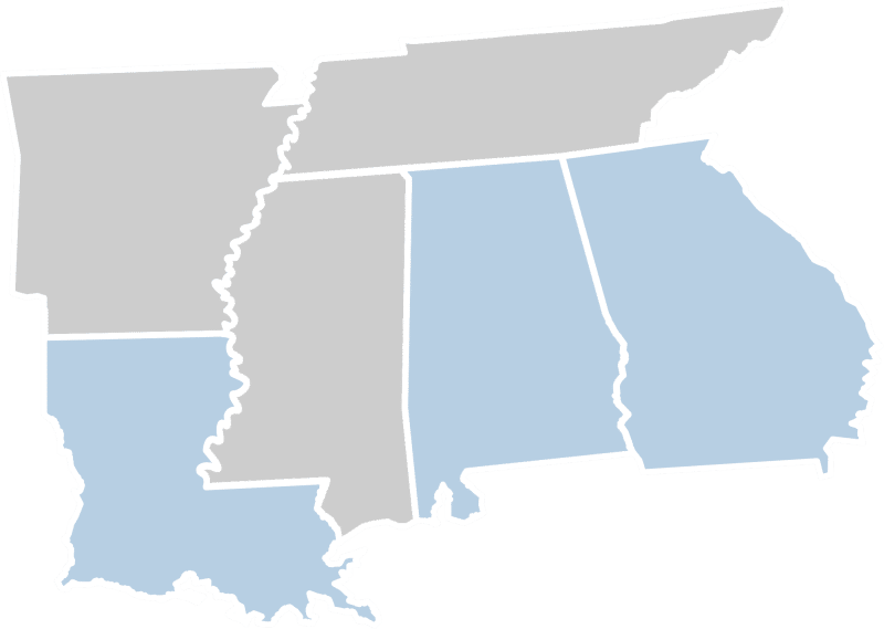 Recover Now Addiction Treatment Locations Map LA AL GA