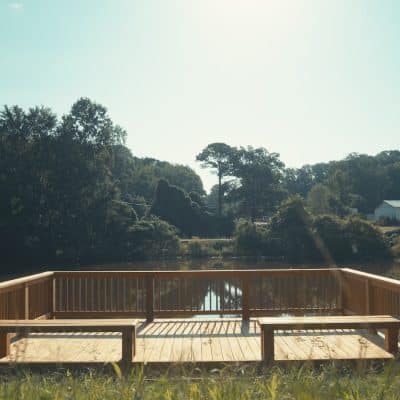 Pondside deck at Recover Now Central Alabama Sober Living.