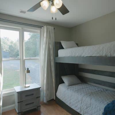 Sober living home bedrooms with bunk beds.